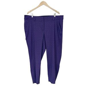 Lane Bryant Womens Size 20 The Ashley Purple Black Geometric Ankle Dress Pants
